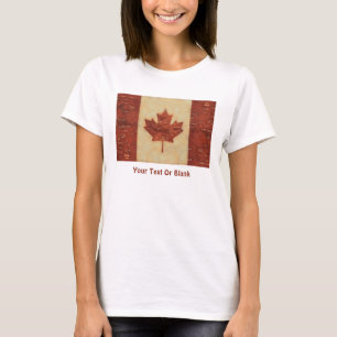 Canadian Flag On Inner Birch Bark T-Shirt