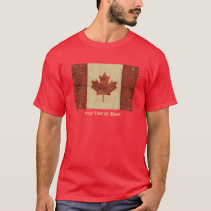 Canadian Flag On Inner Birch Bark T-Shirt