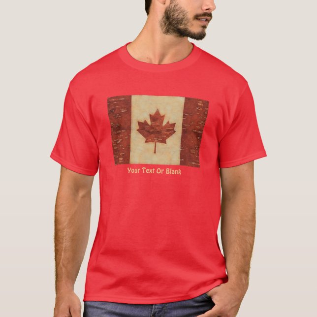 Canadian Flag On Inner Birch Bark T-Shirt (Front)
