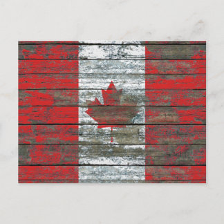 Canadian Flag on Rough Wood Boards Effect Postcard
