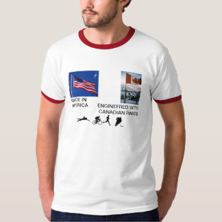 Canadian-flag-on-snow, American Flag, hockey_cl... T-Shirt