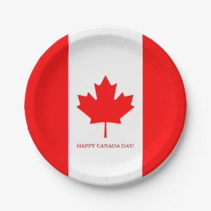 Canadian flag paper party plates for Canada Day