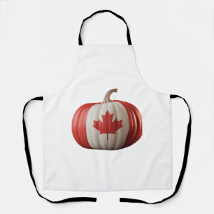 Canadian Flag Pumpkin Maple Leaf Thanksgiving Over Apron