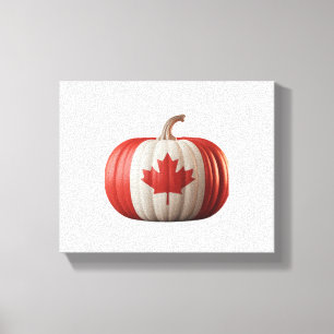 Canadian Flag Pumpkin Maple Leaf Thanksgiving Over Canvas Print