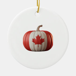 Canadian Flag Pumpkin Maple Leaf Thanksgiving Over Ceramic Tree Decoration