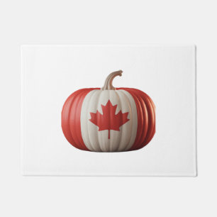 Canadian Flag Pumpkin Maple Leaf Thanksgiving Over Doormat