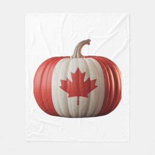 Canadian Flag Pumpkin Maple Leaf Thanksgiving Over Fleece Blanket