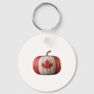 Canadian Flag Pumpkin Maple Leaf Thanksgiving Over Key Ring