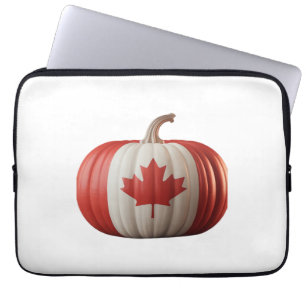 Canadian Flag Pumpkin Maple Leaf Thanksgiving Over Laptop Sleeve