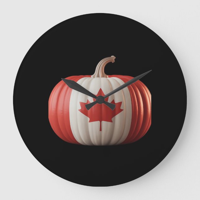 Canadian Flag Pumpkin Maple Leaf Thanksgiving Over Large Clock (Front)
