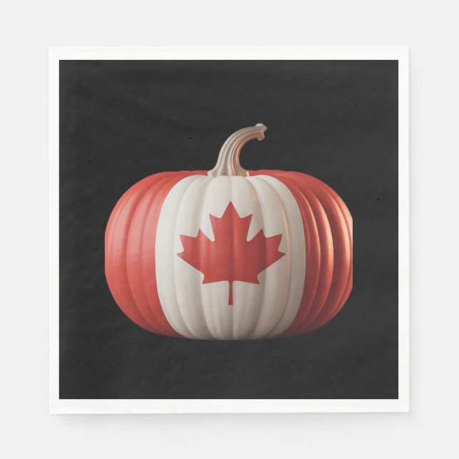 Canadian Flag Pumpkin Maple Leaf Thanksgiving Over Napkin (Front)