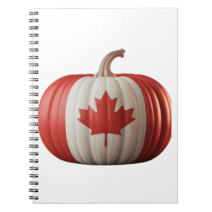 Canadian Flag Pumpkin Maple Leaf Thanksgiving Over Notebook
