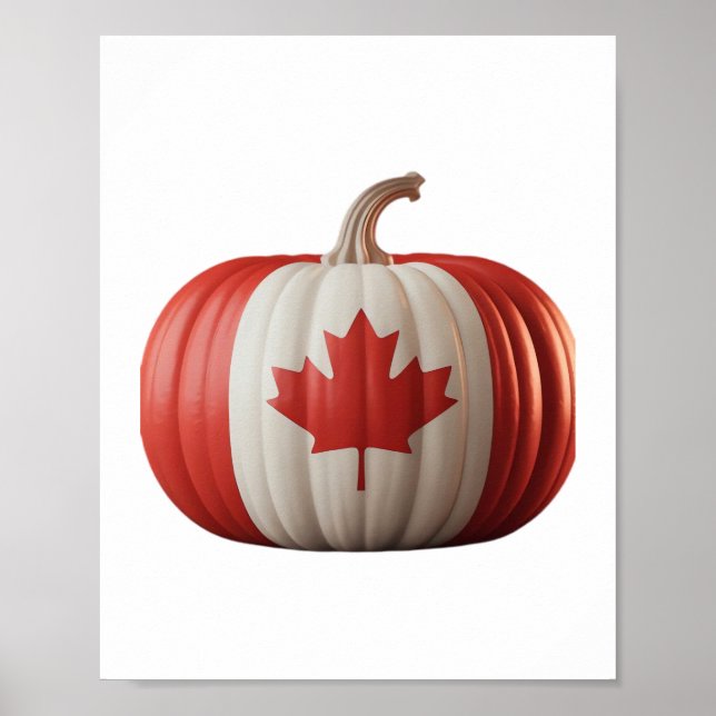 Canadian Flag Pumpkin Maple Leaf Thanksgiving Over Poster (Front)