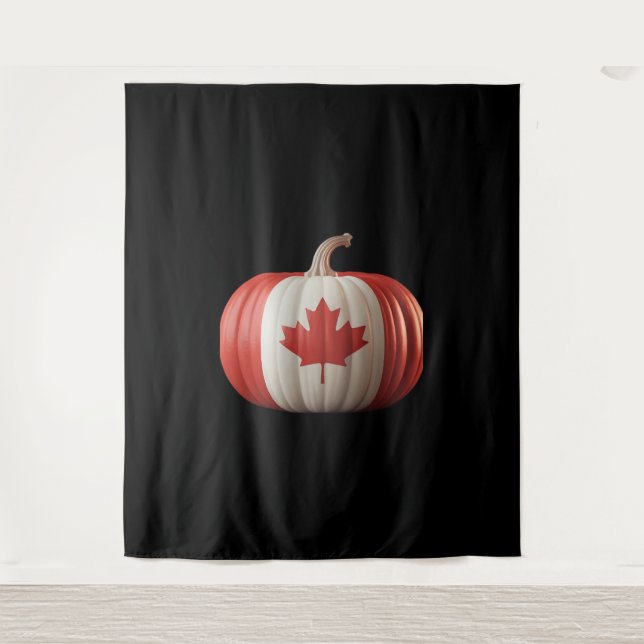 Canadian Flag Pumpkin Maple Leaf Thanksgiving Over Tapestry (Front)