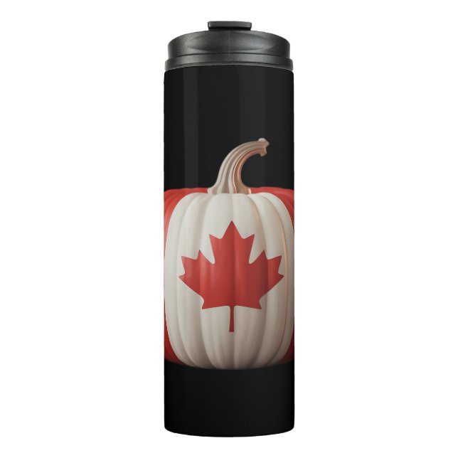 Canadian Flag Pumpkin Maple Leaf Thanksgiving Over Thermal Tumbler (Front)