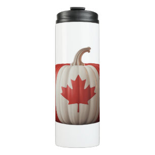 Canadian Flag Pumpkin Maple Leaf Thanksgiving Over Thermal Tumbler