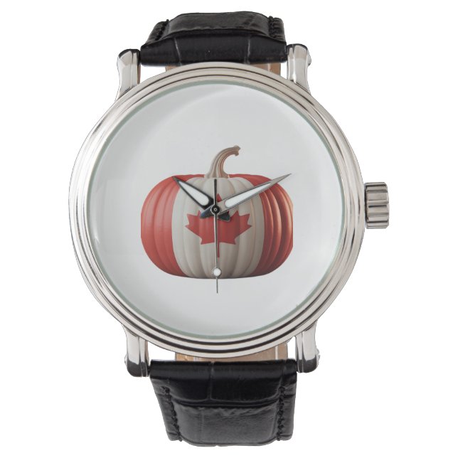 Canadian Flag Pumpkin Maple Leaf Thanksgiving Over Watch (Front)