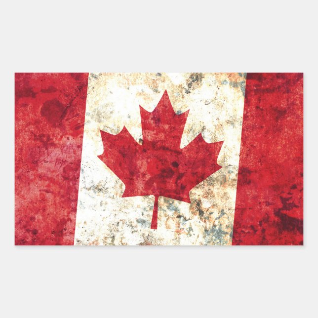 Canadian Flag Rectangular Sticker (Front)