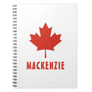Canadian Flag Red Maple Leaf Canada Day Name Text Notebook