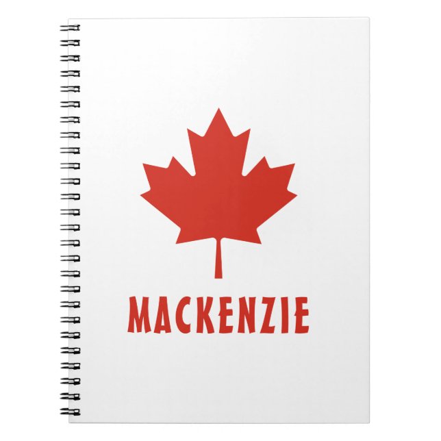Canadian Flag Red Maple Leaf Canada Day Name Text Notebook (Front)