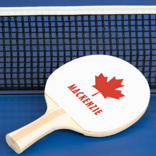 Canadian Flag Red Maple Leaf Canada Day Name Text Ping Pong Paddle