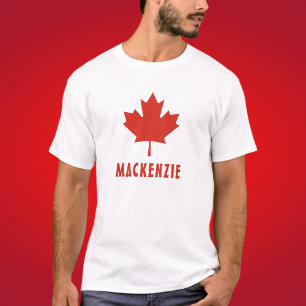 Canadian Flag Red Maple Leaf Canada Day Name Text T-Shirt