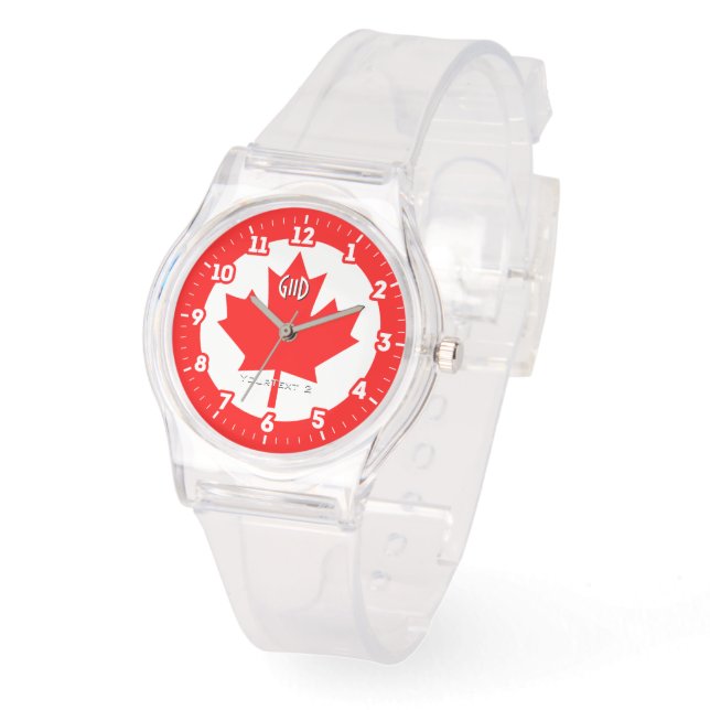 Canadian Flag Red Maple Leaf on a Watch (Angle)