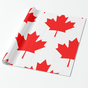 Canadian Flag Red Maple Leaf Wrapping Paper