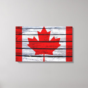 Canadian Flag Rustic Wood Canvas Print