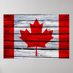 Canadian Flag Rustic Wood Poster
