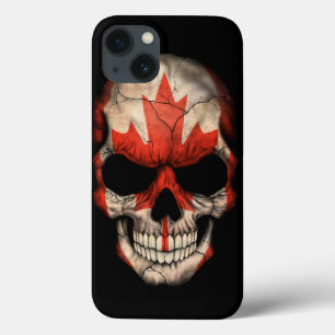Canadian Flag Skull on Black iPhone 13 Case