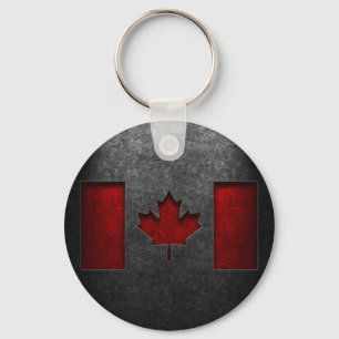 Canadian Flag Stone Texture Key Ring