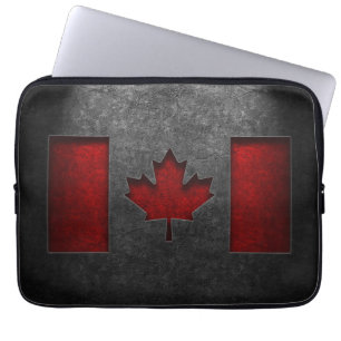 Canadian Flag Stone Texture Laptop Sleeve