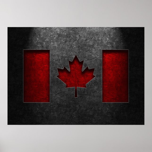 Canadian Flag Stone Texture Repost Poster (Front)