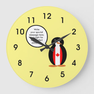 Canadian Flag Talking Mr. Penguin Large Clock