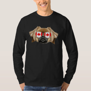 Canadian Flag Tibetan Spaniel Dog Canada Pocket T-Shirt