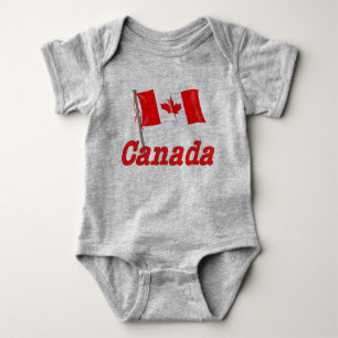 Canadian Flag Waving Baby Bodysuit