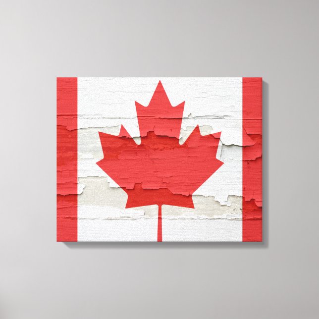 Canadian Flag Weathered Paint Canvas Print (Front)