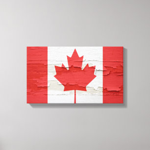 Canadian Flag Weathered Paint Canvas Print