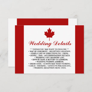 Canadian Flag Wedding Details Enclosure Card