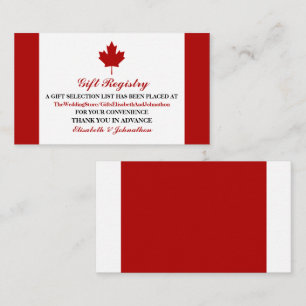 Canadian Flag Wedding Gift Registry Enclosure Card
