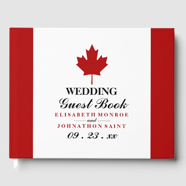 Canadian Flag Wedding Guest Book (Front)
