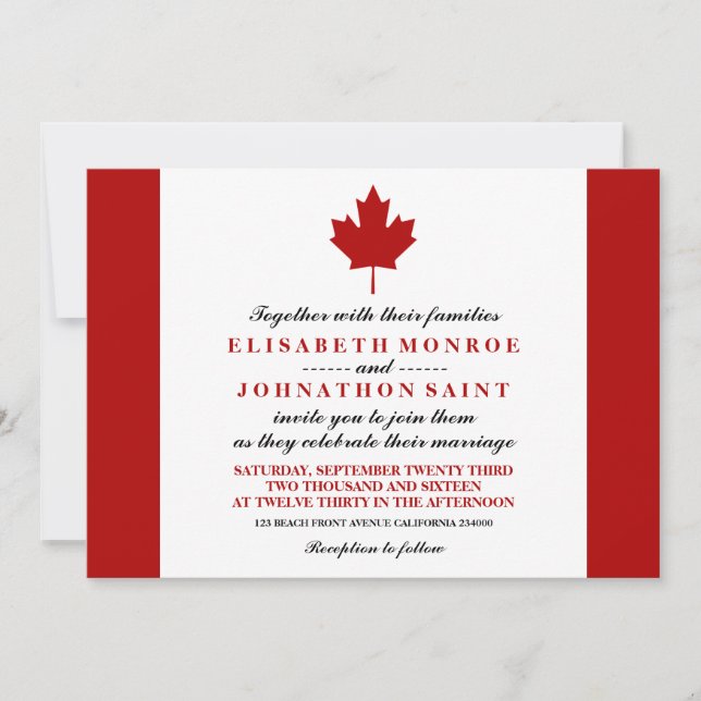 Canadian Flag Wedding Invitation (Front)