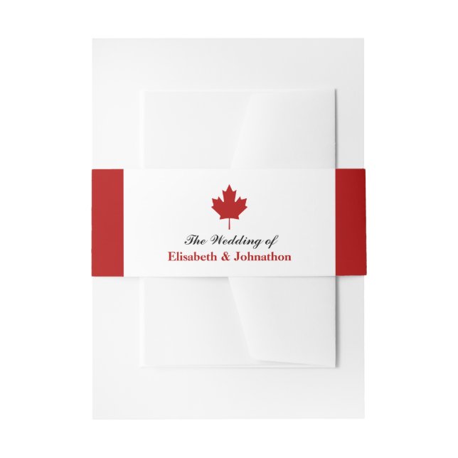 Canadian Flag Wedding Invitation Belly Band (Front Example)