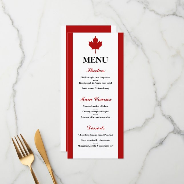 Canadian Flag Wedding Menu (Front/Back In Situ)