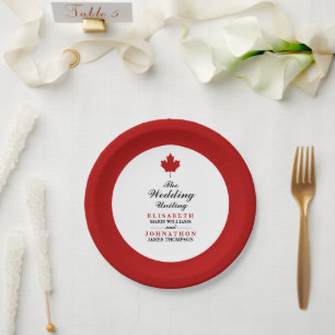 Canadian Flag Wedding Paper Plate