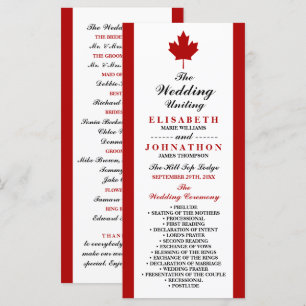 Canadian Flag Wedding Programme