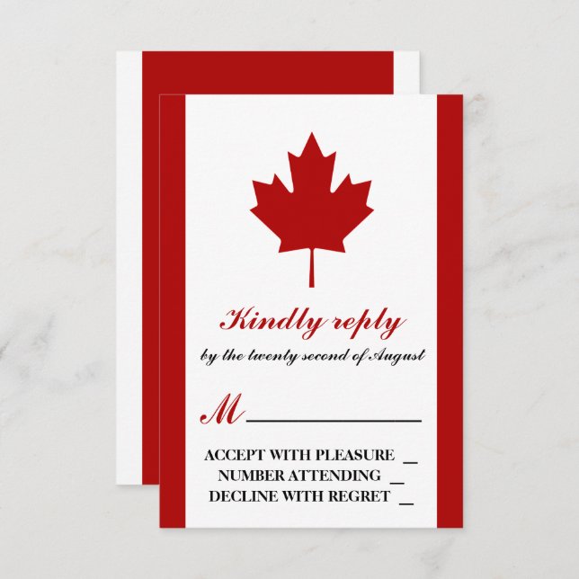 Canadian Flag Wedding RSVP Card (Front/Back)
