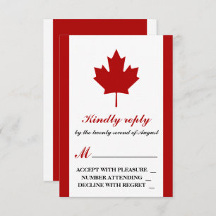 Canadian Flag Wedding RSVP Card