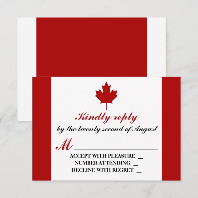 Canadian Flag Wedding RSVP Card (Front/Back)